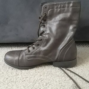 Brown faux leather boots